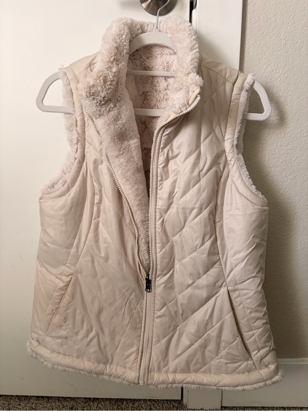 Cozy Cream Quilted Faux-Sherpa Vest